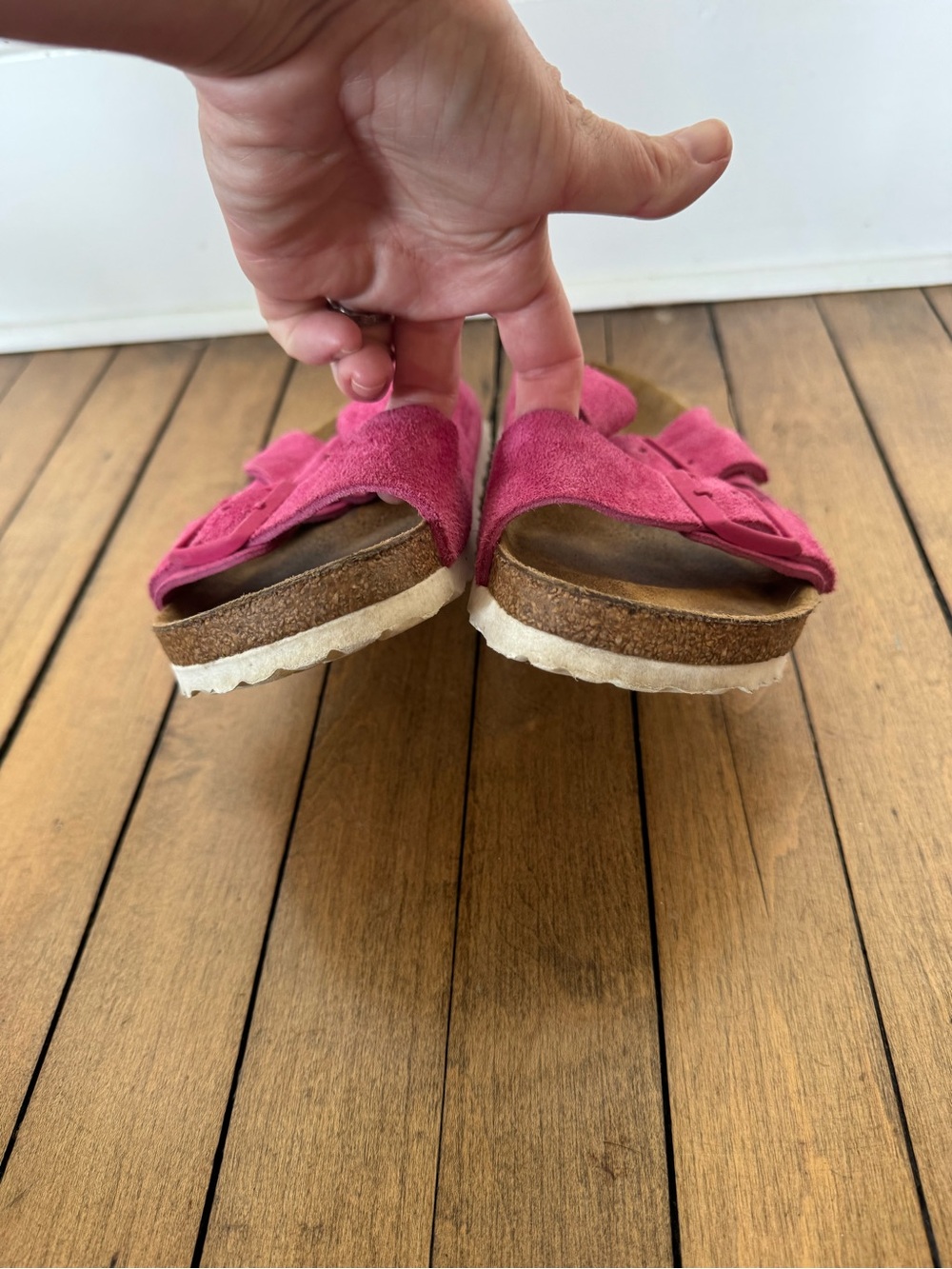 Birkenstock Arizona Pink Fuchsia Tulip Suede Soft Foot Bed Sandals 39 / 8.5 - Picture 4 of 11